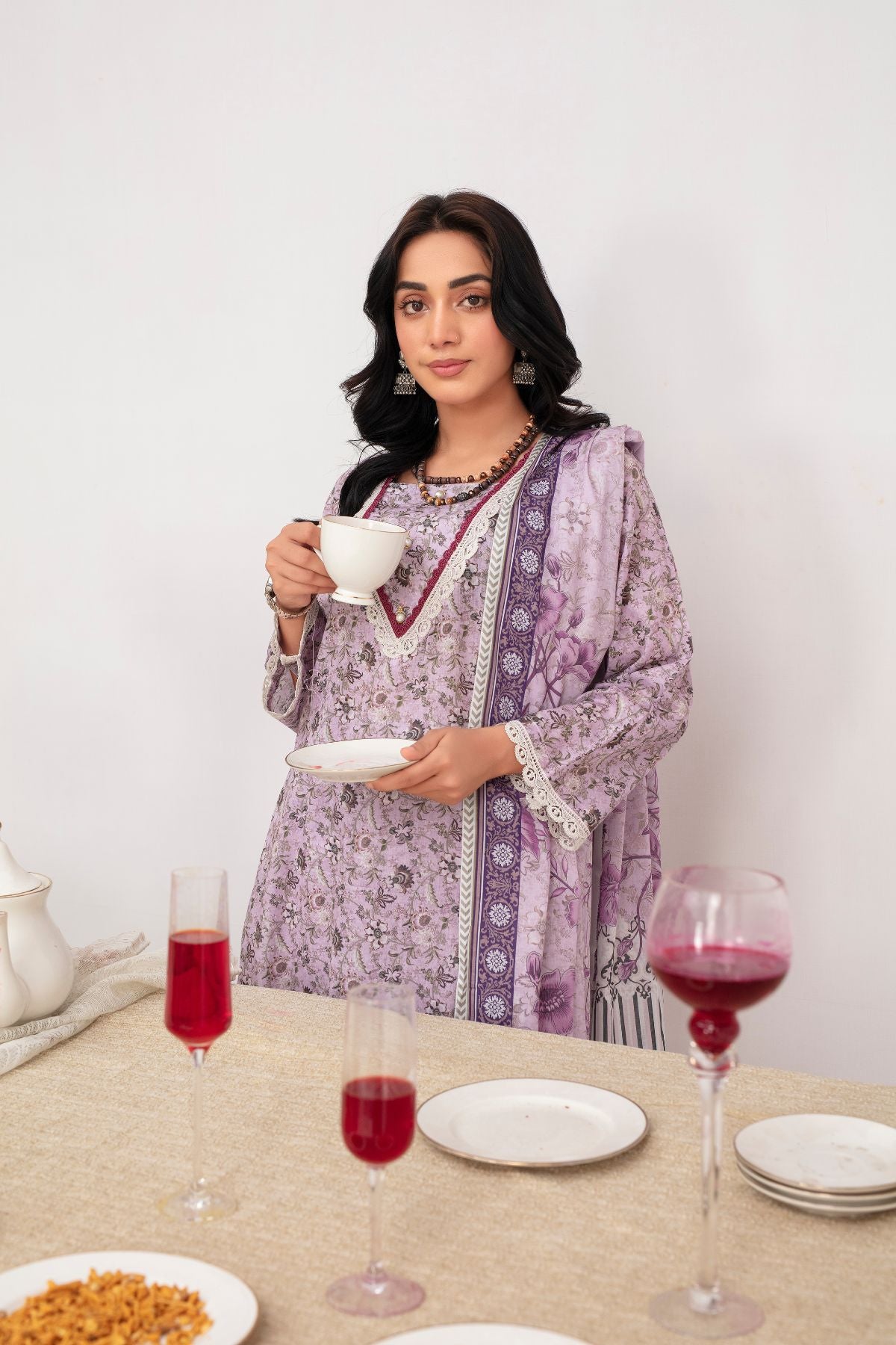 Lavender Bloom Lawn 3 piece Suit | Ready To Wear