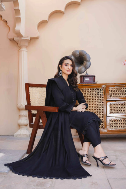 Black Khaddar 3 piece suit