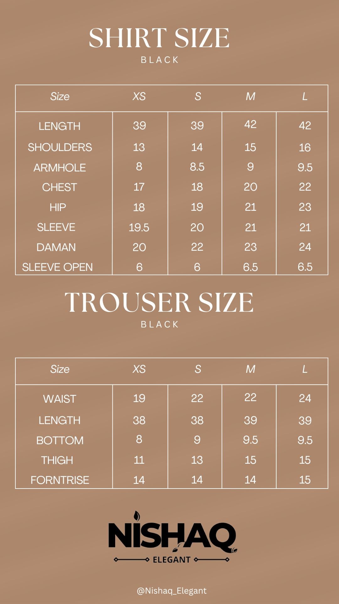 Size guide chart