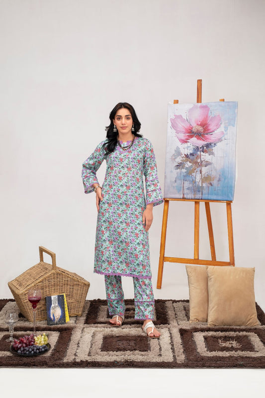 Floral Lace Lawn 2 piece Suit | Ready To Wear
