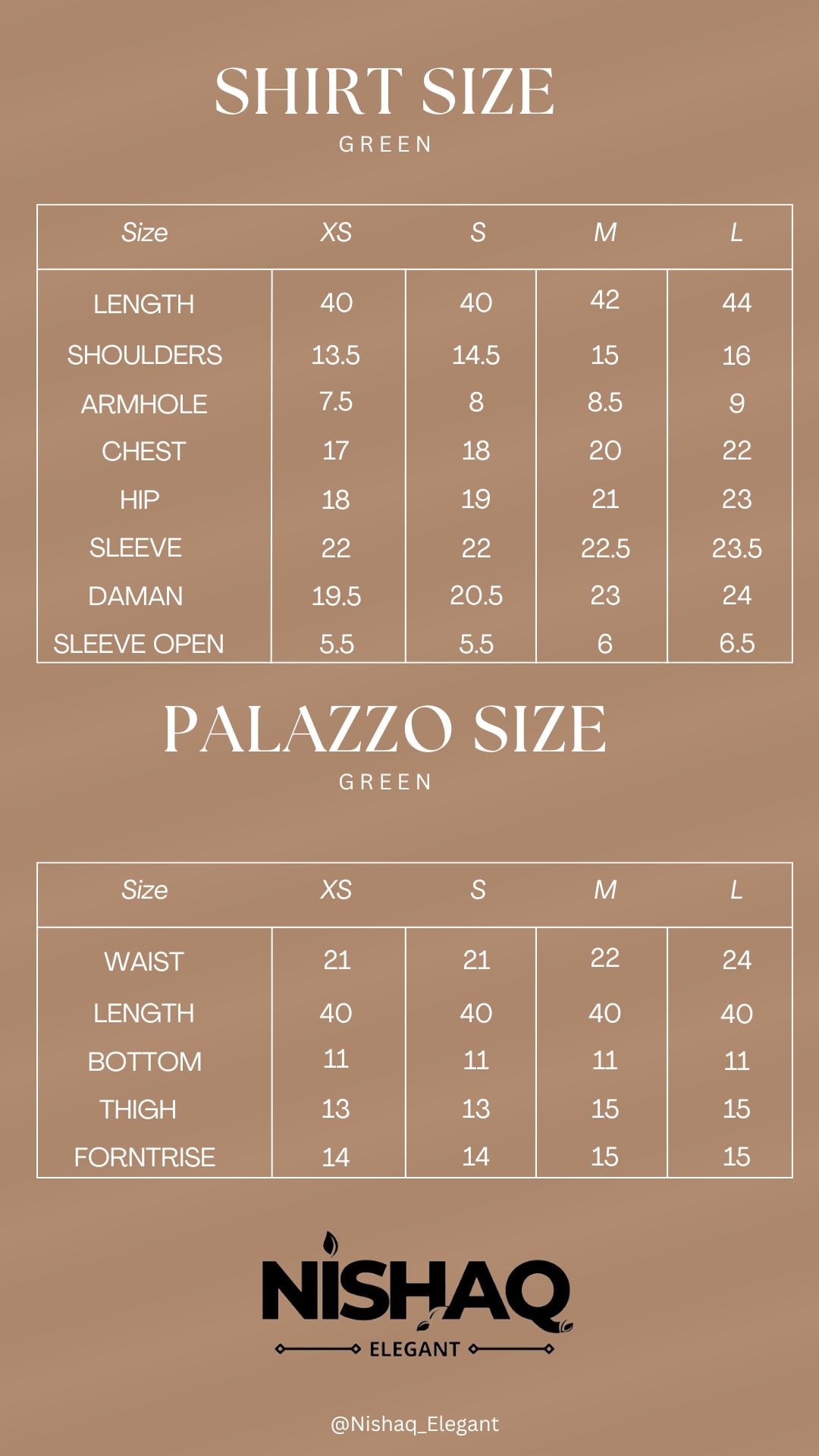 Size guide chart