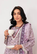 Lavender Bloom Lawn 3 piece Suit | Ready To Wear