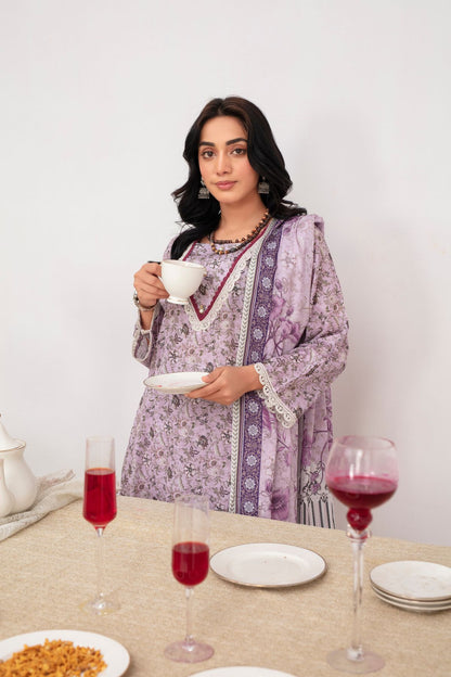 Lavender Bloom Lawn 3 piece Suit | Ready To Wear