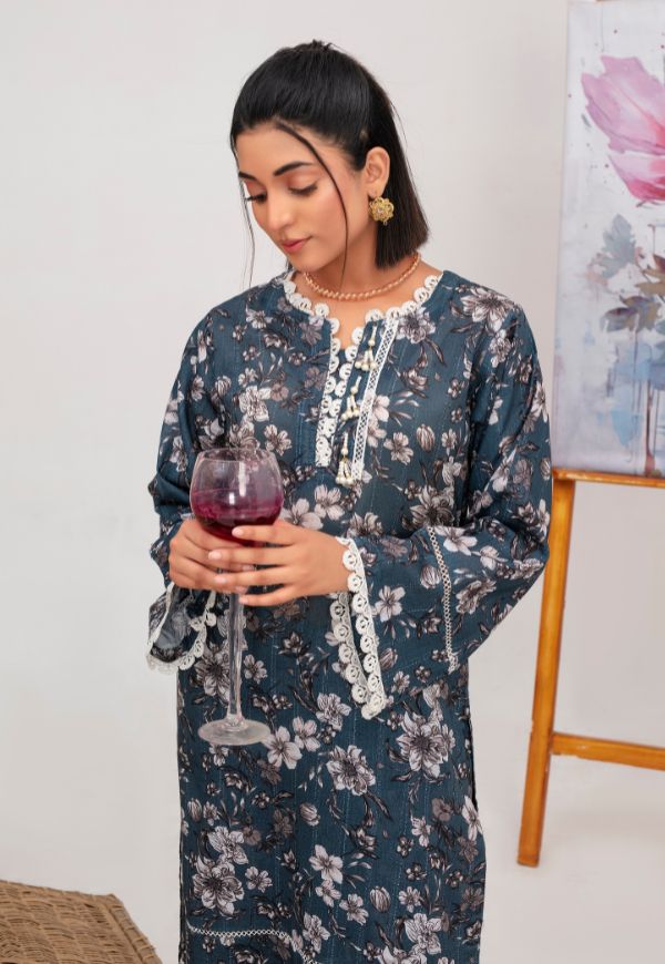 Midnight Bloom Lawn 2 piece Suit