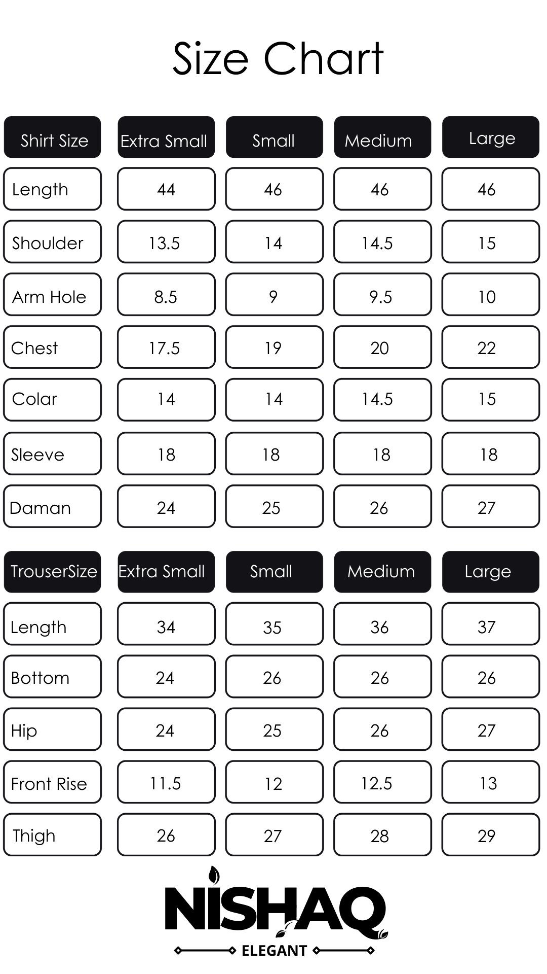 Size guide chart