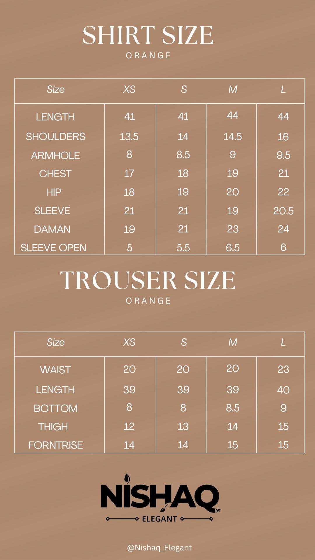 Size guide chart
