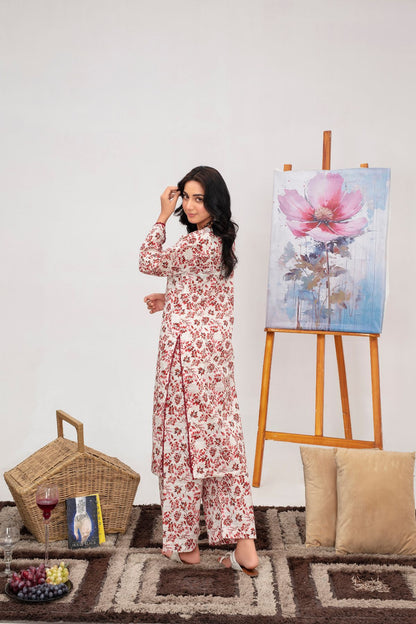 Crimson Bloom Lawn 2 piece Suit | Ready To Wear